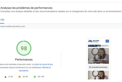 MeilleursBrokers.com a obtenu un score supérieur à 90 sur Google Site Speed.