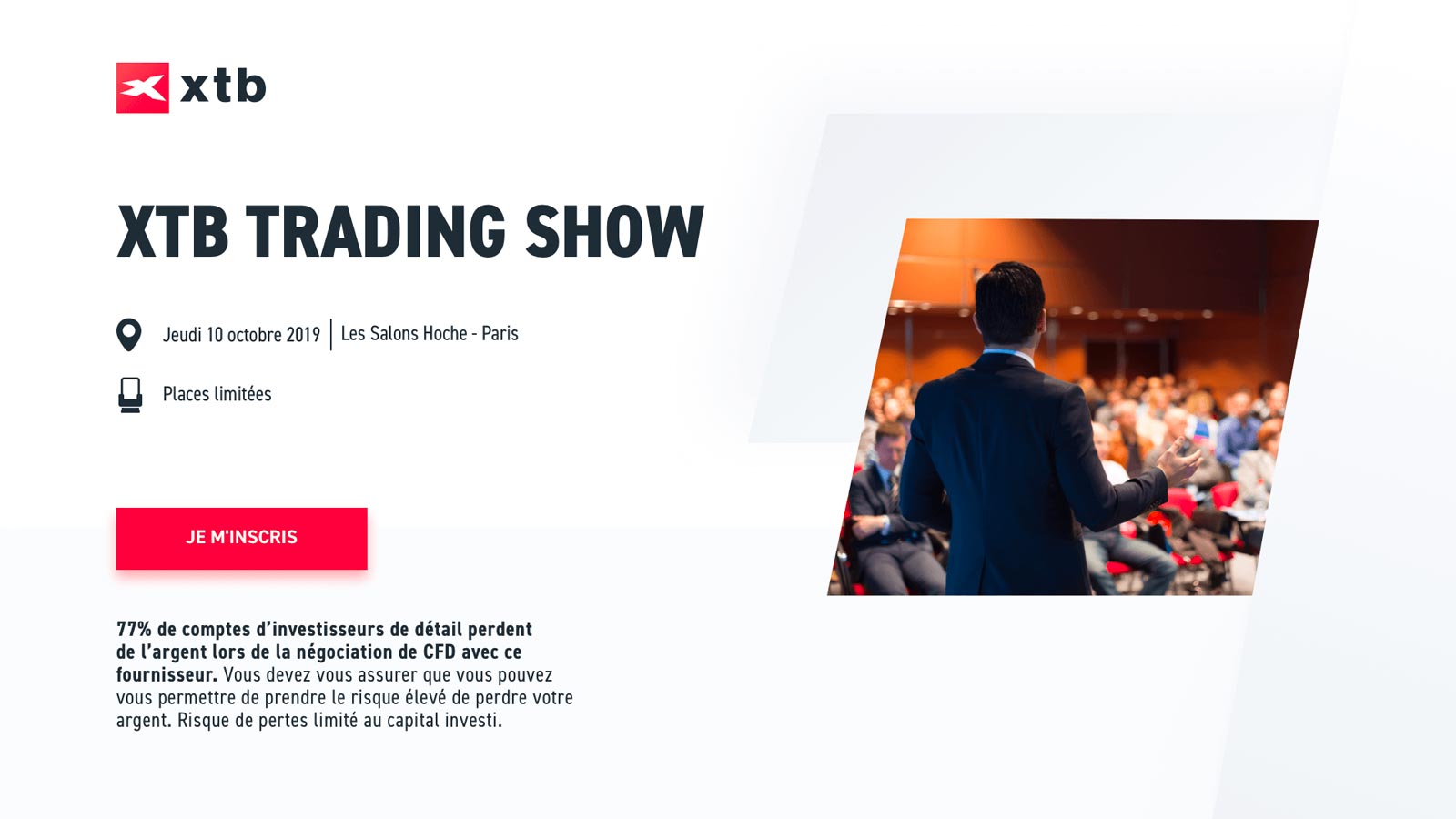 À ne pas manquer : XTB TRADING SHOW à Paris en octobre 2019