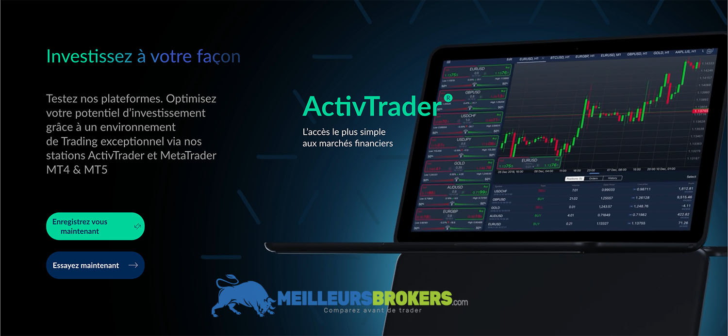 Le site internet du courtier ActivTrades