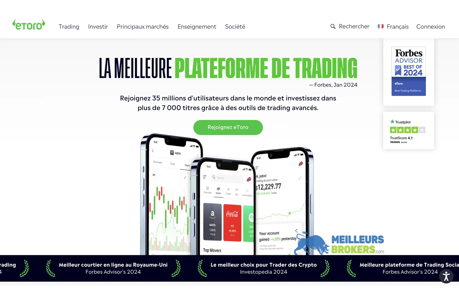 application mobile proposée par eToro 